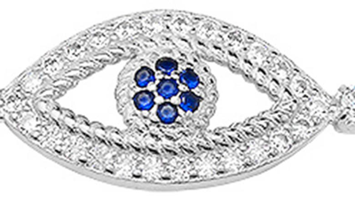 Shop Queen Jewels Evil Eye Cz Slider Bracelet In Silver