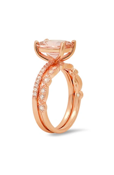 Shop Queen Jewels 2-piece Cz Ring Set In Rose Gold