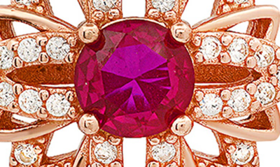 Shop Queen Jewels Sapphire Cz Stud Earrings In Rose Gold
