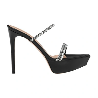 Shop Gianvito Rossi Cannes Platform Sandals In Black_black_crystal