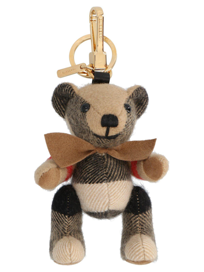 Shop Burberry Bow-tie Thomas Bear Bag Charm In Beige/black