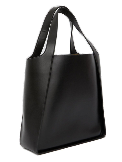 Shop Stella Mccartney Logo Perforated Tote Bag In Black
