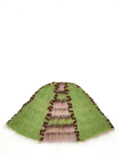Shop Marni Mohair Knit Hat In Stripes
