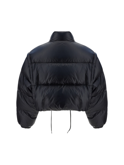 Prada Convertible Cropped Velvet Down Jacket In Nero