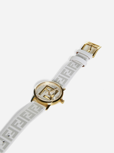 Shop Fendi Forever More 29 Leather Watch In Bianco Oro