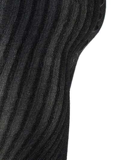 Shop Prada Metallic Effect Striped Stockings In Nero