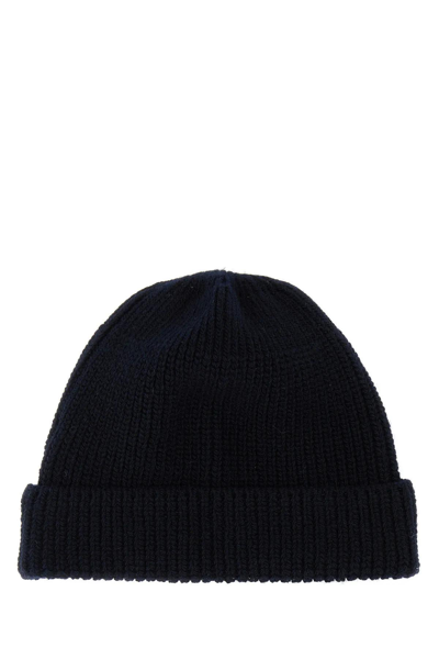 Shop Prada Midnight Blue Wool Blend Beanie Hat