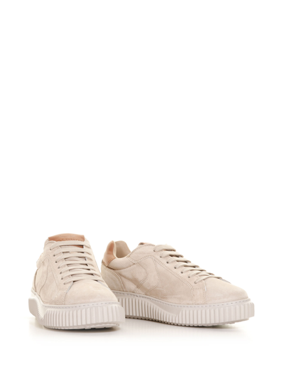 Shop Voile Blanche Sneakers In Suede With Contrasting Heel In Beige