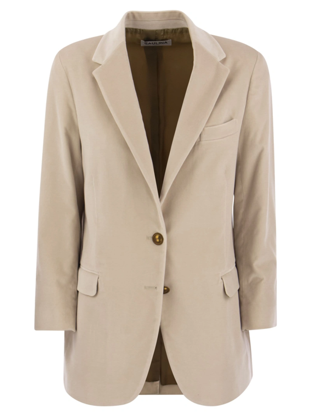 ジャケット SAULINA ANTONIA - Single-breasted velvet jacket (SAA016 3) Saulina Antonia - Single-breasted Velvet Jacket In Beige