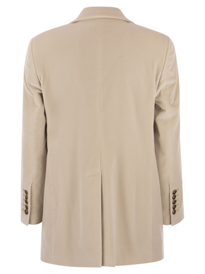 Saulina Antonia - Single-breasted Velvet Jacket In Sand