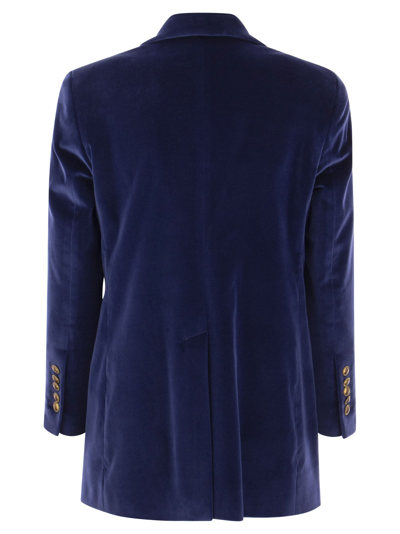 Shop Saulina Antonia - Single-breasted Velvet Jacket In Blue