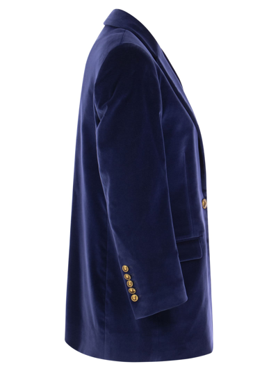 Shop Saulina Antonia - Single-breasted Velvet Jacket In Blue