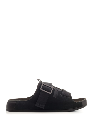 Shop Stone Island Shadow Project Sandals Tape In Black