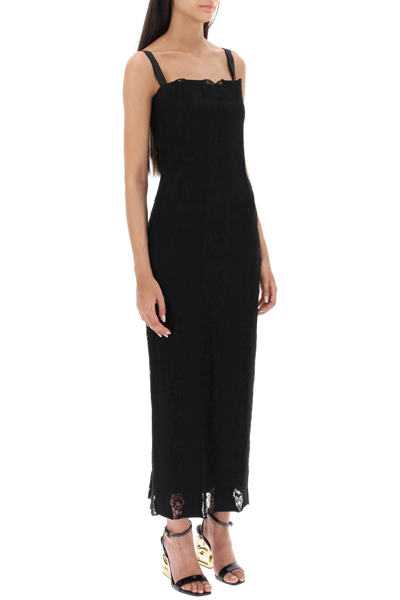 Shop Dolce & Gabbana Jersey And Lace Maxi Dress In Nero (black)