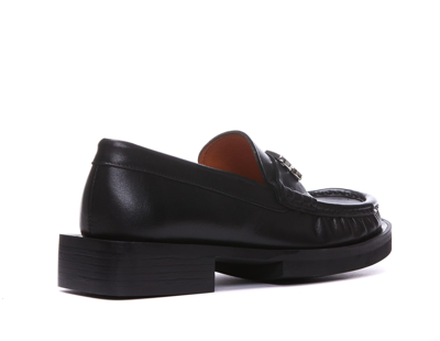 Shop Ganni Rhinestone Logo Loafers In Black