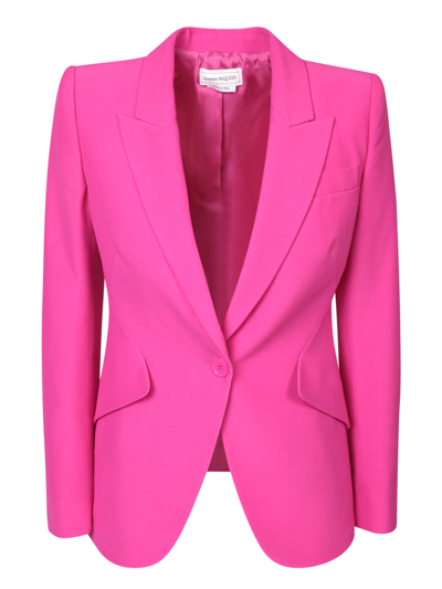 Shop Alexander Mcqueen Single-breasted Blazer In Pink