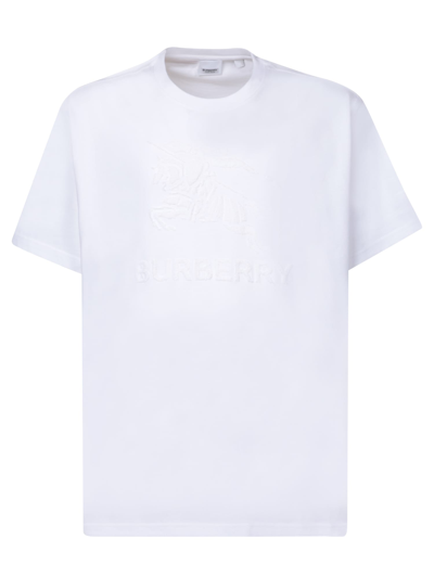 Shop Burberry Embossed Logo T-shirt In White