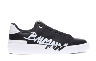 Shop Balmain B Court  Print Sneakers In Black