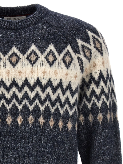 Shop Brunello Cucinelli Jacquard Sweater In Multicolor