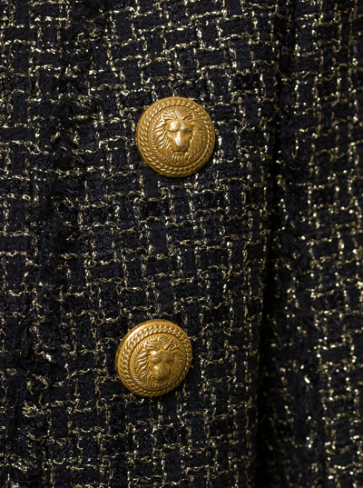 Shop Balmain Black Jacket With Jewel Buttons In Tweed Woman