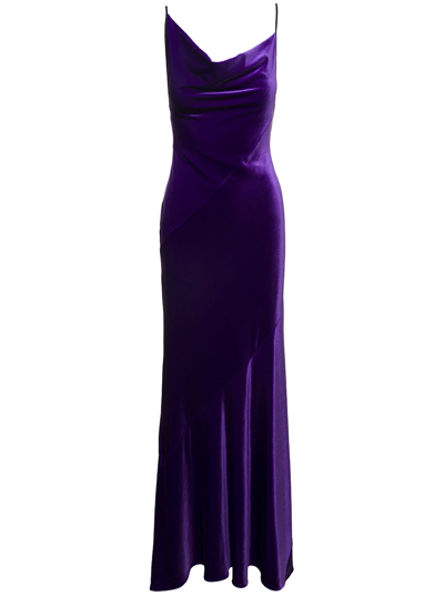 Shop Philosophy Di Lorenzo Serafini Velvet Long Dress In Violet