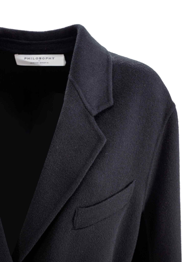 Shop Philosophy Di Lorenzo Serafini Belted Single-breasted Wool Coat In Nero