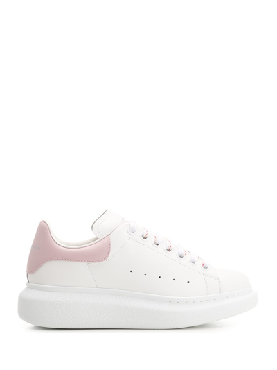 Shop Alexander Mcqueen Oversize Sneakers With Pink Heel In White