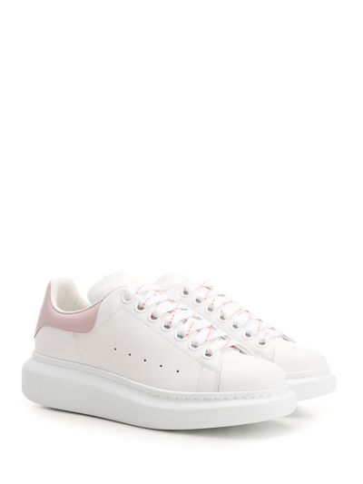 Shop Alexander Mcqueen Oversize Sneakers With Pink Heel In White