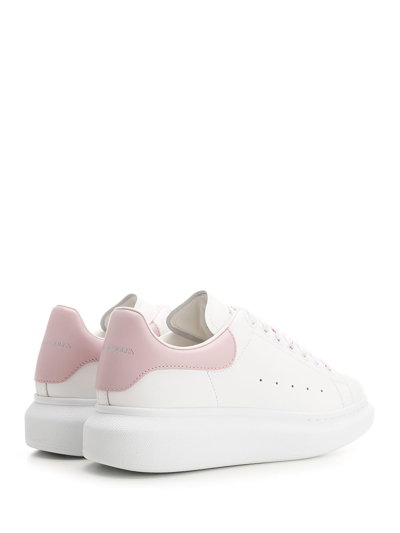 Shop Alexander Mcqueen Oversize Sneakers With Pink Heel In White