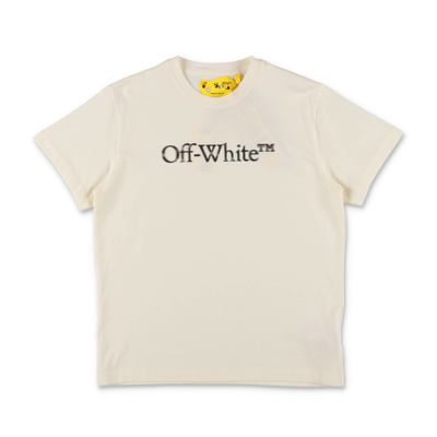 Shop Off-white T-shirt Bianca In Jersey Di Cotone Bambino In Bianco