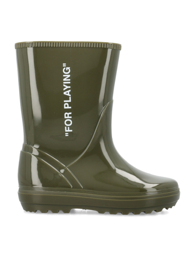 Shop Off-white Rubber Boots In Green