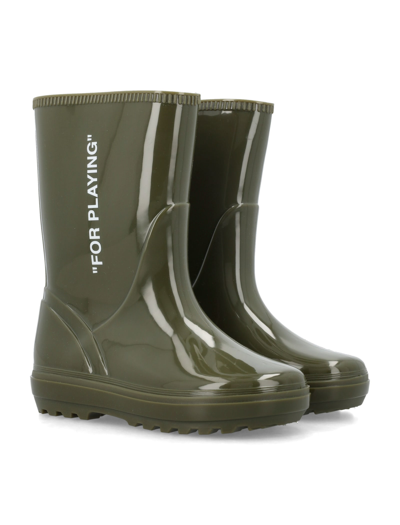 Shop Off-white Rubber Boots In Green