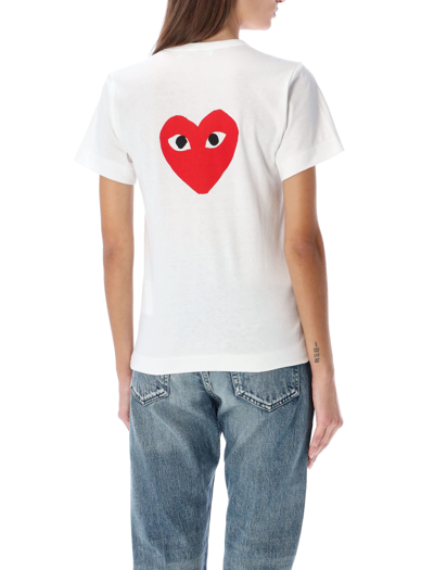 Shop Comme Des Garçons Play Big Red Heart T-shirt In White