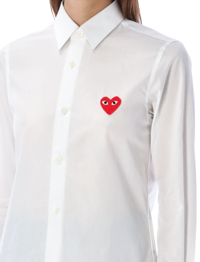 Shop Comme Des Garçons Play Red Heart Patch Shirt In White