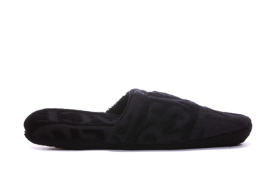 Shop Versace Allover Polka Dot Slippers In Black