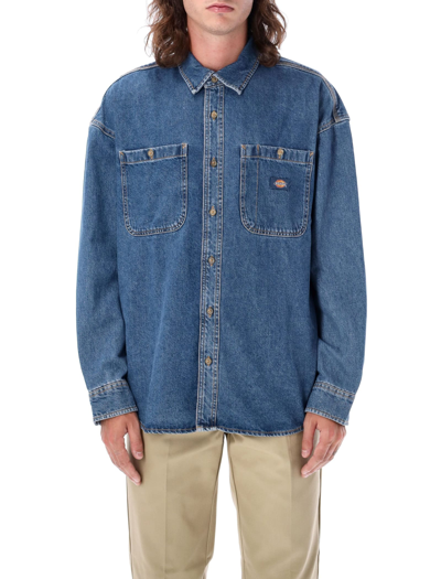 Shop Dickies Houston Denim Shirt In Medium Blue