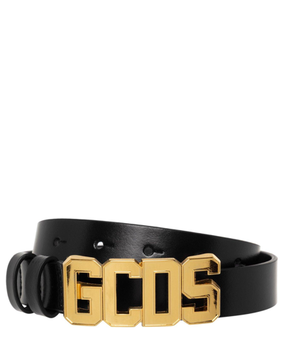 Shop Gcds Logo Plaque Buckle Belt In Gold