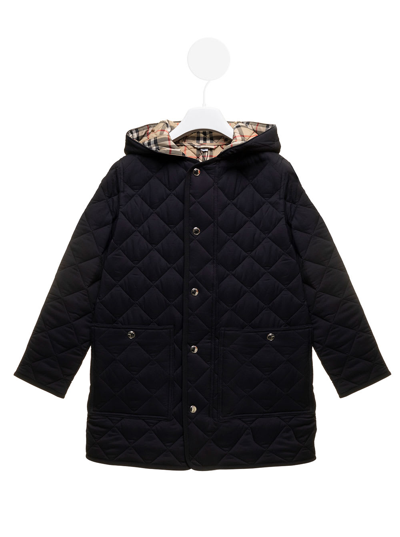 Shop Burberry Black Quilted And Padded Reilly Coat In Technical Fabric  Kids