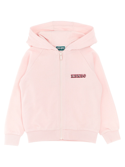 Shop Kenzo Logo Embroidery Hoodie In Pink