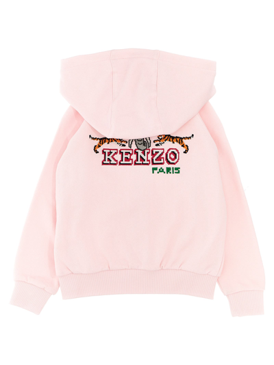 Shop Kenzo Logo Embroidery Hoodie In Pink