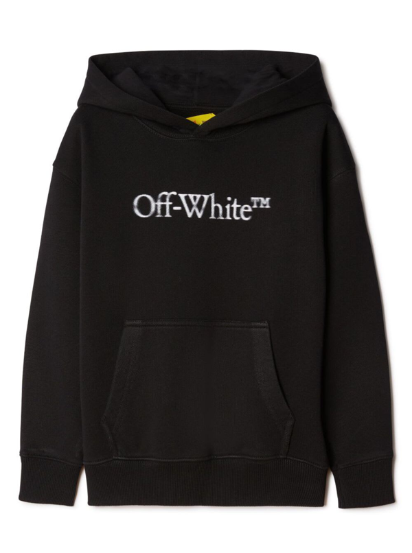 Off-White logo-print cotton hoodie - Black