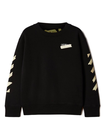 Shop Off-white Black Long-sleeved Sweatshirt With Contrasting Maxi Arrow Motif In Cotton Boy