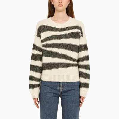 Shop Apc A.p.c. Zebra-pattern Crew-neck Sweater In Beige