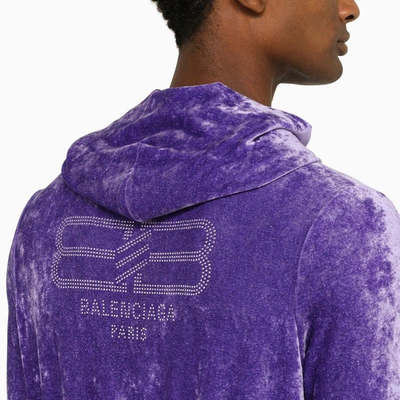 Shop Balenciaga Lilac Velvet Hoodie In Purple