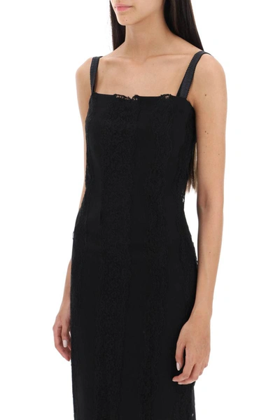 Shop Dolce & Gabbana Jersey And Lace Maxi Dress In Black