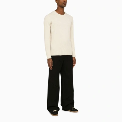 Shop Drumohr Milk Round-neck Sweater In Wool In White