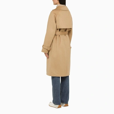 Shop P.a.r.o.s.h . Double-breasted Coat With Belt In Beige