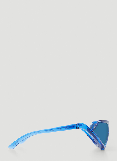 Shop Balenciaga Women Side Xpander Cat Sunglasses In Blue