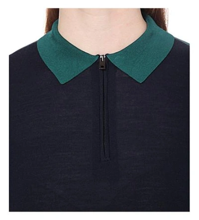 Shop Rag & Bone Alice Stretch-knit Polo Top In Navy