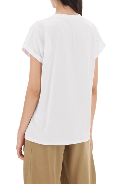 Shop Balmain T-shirt With Flocked Logo Print Women In White